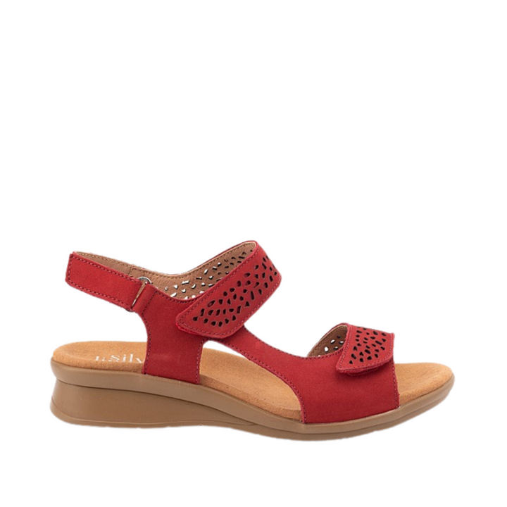 SILVER LINING FELICITY SANDALS - RED NUBUCK